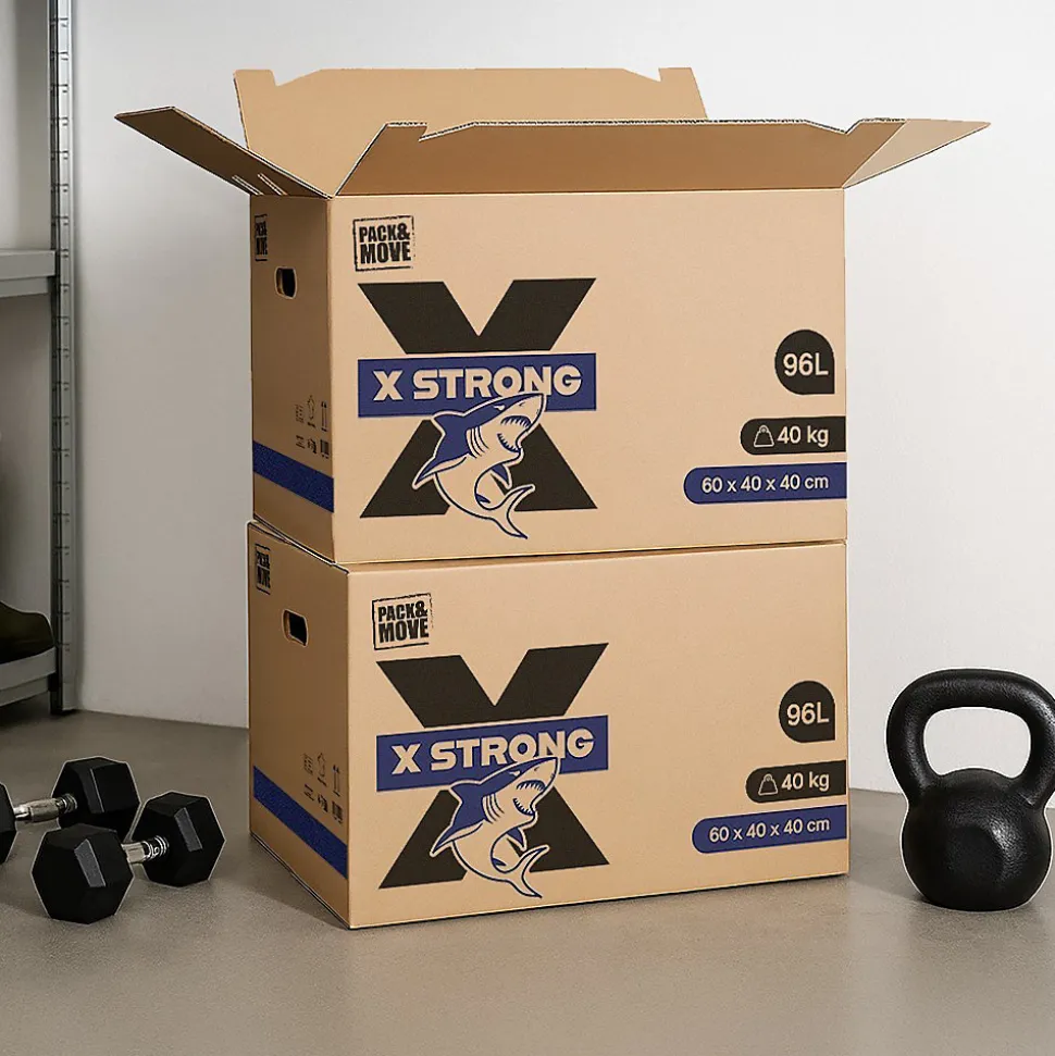 Lot de 5 Cartons Déménagement X Strong - 60 x 40 x 40 cm - Charge 40 kg - Extrême Résistance - Grande Capacité