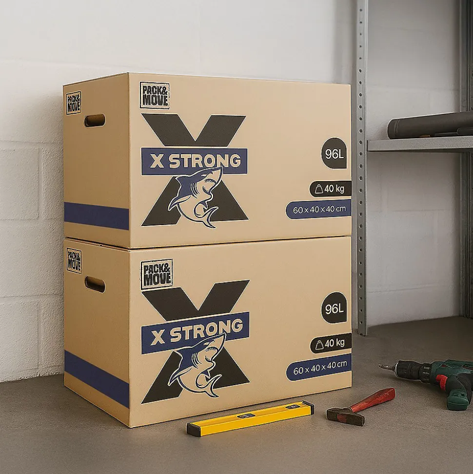Lot de 10 Cartons Déménagement X Strong - 60 x 40 x 40 cm - Charge 40 kg - Extrême Résistance - Grande Capacité