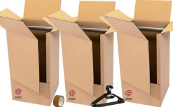 lot de 3 cartons penderie 100 cm adhesif cintres