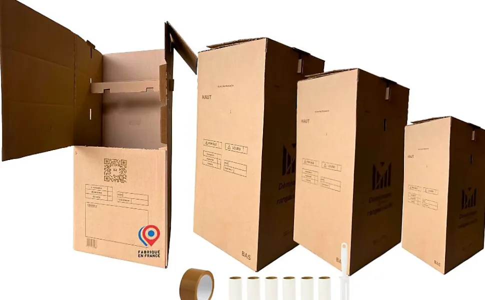 lot de 3 cartons penderie reglables 6 brosses adhesives