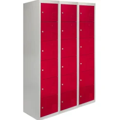 Lot de 3 Casiers de Rangement de 6 Portes en Acier Rouge
