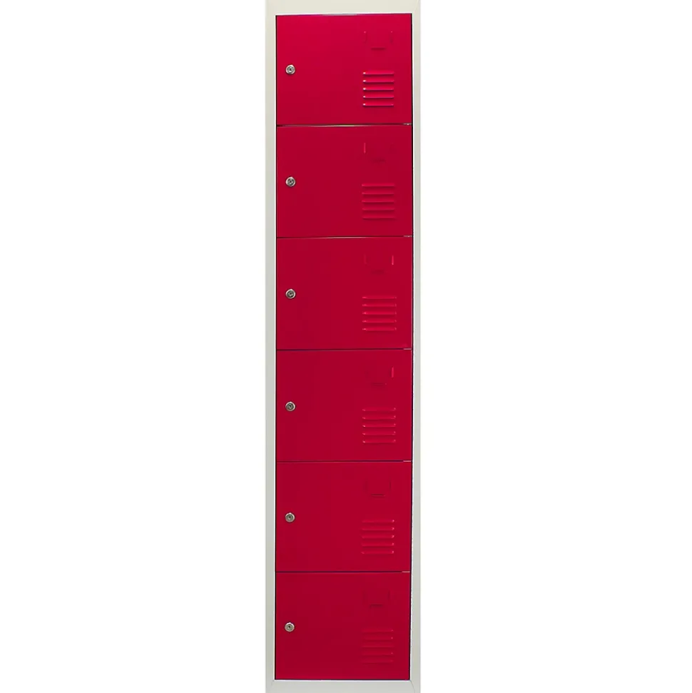 Lot de 3 Casiers de Rangement de 6 Portes en Acier Rouge