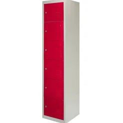 Lot de 3 Casiers de Rangement de 6 Portes en Acier Rouge