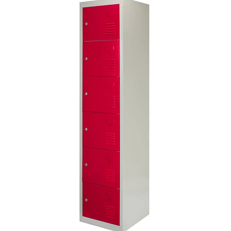 Lot de 3 Casiers de Rangement de 6 Portes en Acier Rouge