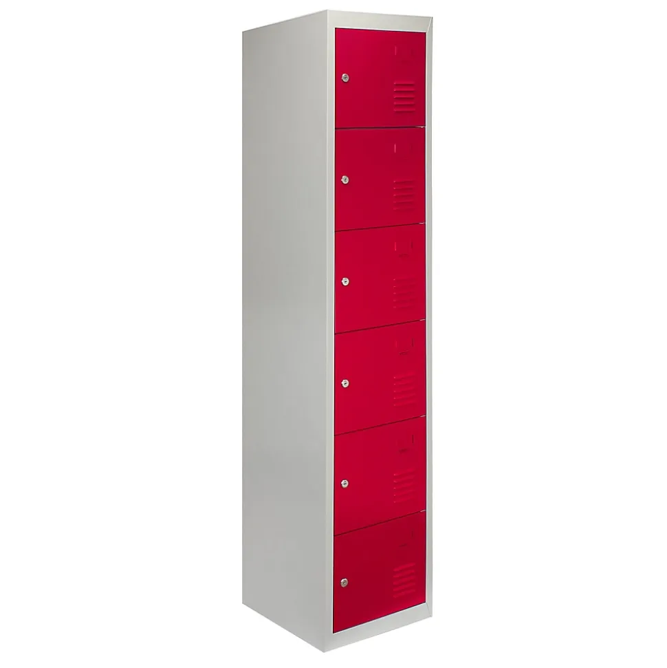 Lot de 3 Casiers de Rangement de 6 Portes en Acier Rouge