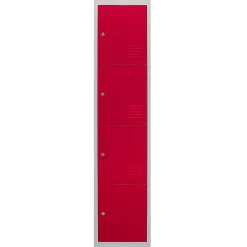 Lot de 3 Casiers de Rangement de 4 Portes en Acier Rouge