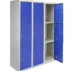 Lot de 3 Casiers de Rangement de 3 Portes en Acier Bleu
