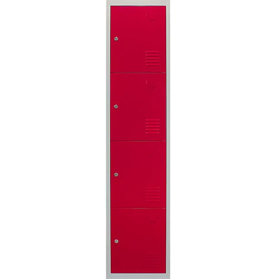 Lot de 4 Casiers de Rangement de 4 Portes en Acier Rouge