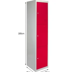 Lot de 3 Casiers de Rangement de 3 Portes en Acier Rouge