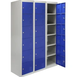 Lot de 3 Casiers de Rangement de 6 Portes en Acier Bleu
