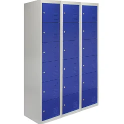 Lot de 3 Casiers de Rangement de 6 Portes en Acier Bleu