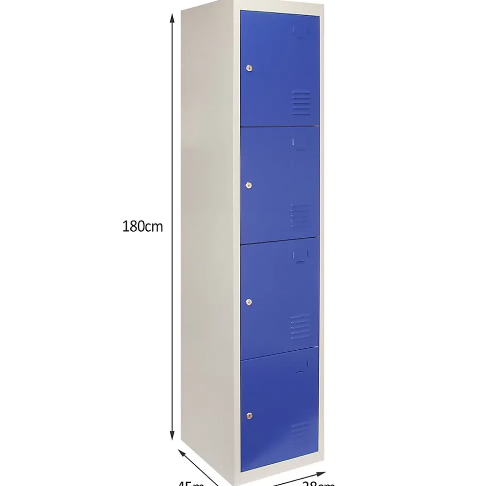 Lot de 3 Casiers de Rangement de 4 Portes en Acier Bleu