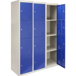 Lot de 3 Casiers de Rangement de 4 Portes en Acier Bleu