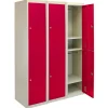 Lot de 3 Casiers de Rangement de 2 Portes en Acier Rouge