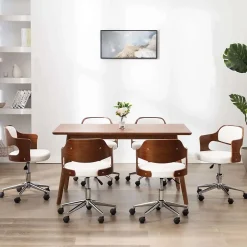 Lot de 6 chaise de bureau Vidaxl interieur non pliable en bois H. 68 cm blanc