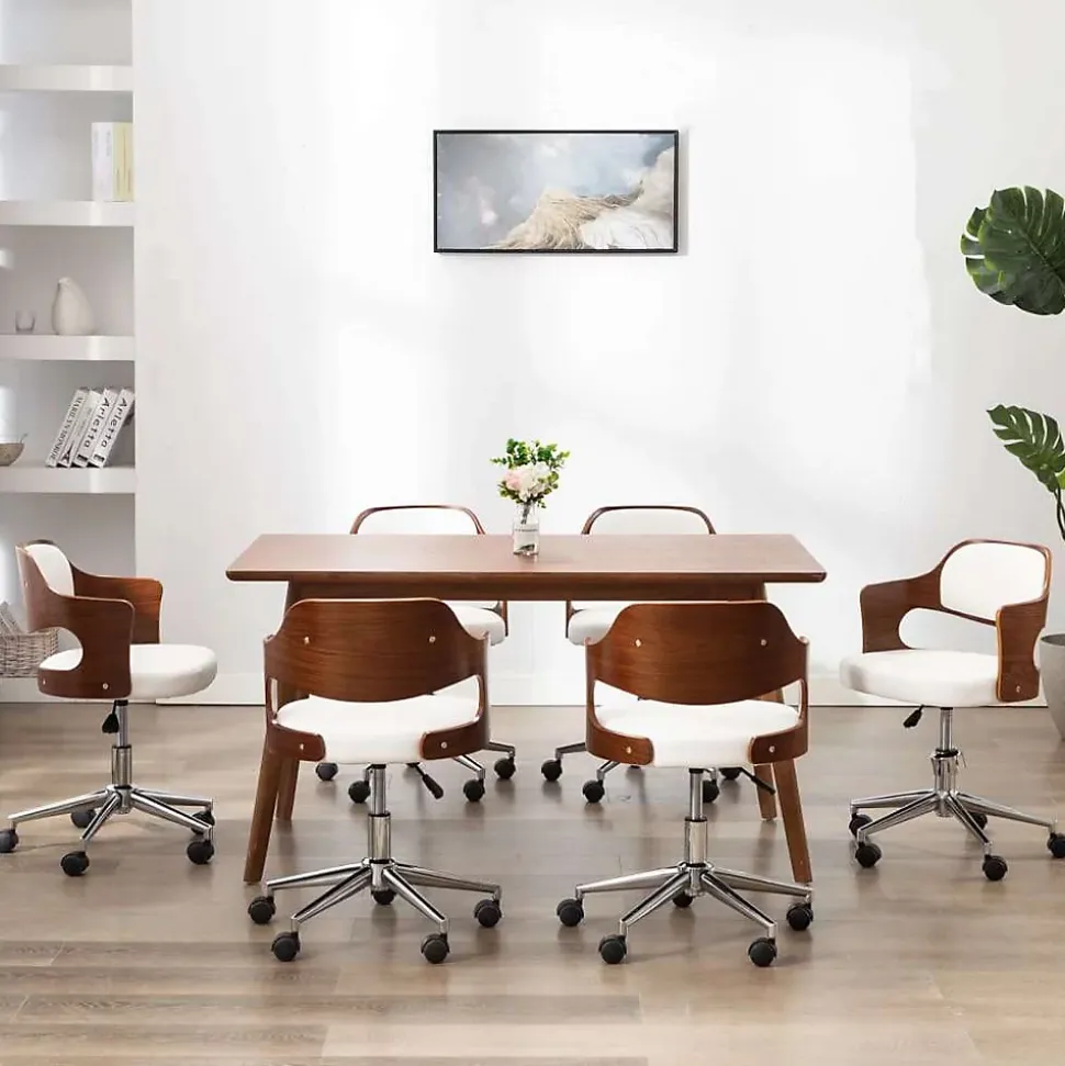 Lot de 6 chaise de bureau Vidaxl interieur non pliable en bois H. 68 cm blanc