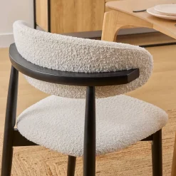 Lot de 2 Chaise en bois boucle Sari blanc pieds noirs - Atmosphera