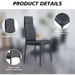 Lot de 6 chaise teeno interieur non empilable non pliable en fer H. 97 cm noir