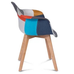 Lot de 2 chaises de salle à manger scandinaves, fauteuils de table SARA motifs patchworks multi-couleurs