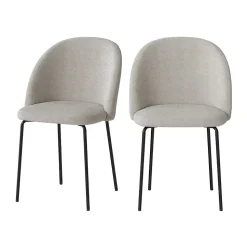 Lot de 2 chaises en tissu bouclette beige - Karl