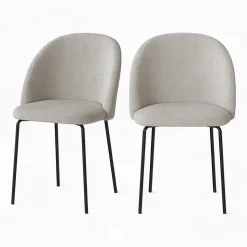 Lot de 2 chaises en tissu bouclette beige - Karl