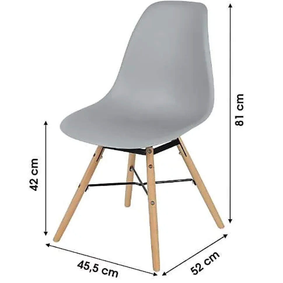 Lot de 4 chaises gris clair avec structure en métal noir et pieds en bois 45,5x52xH42/81 cm Collection JENKINS