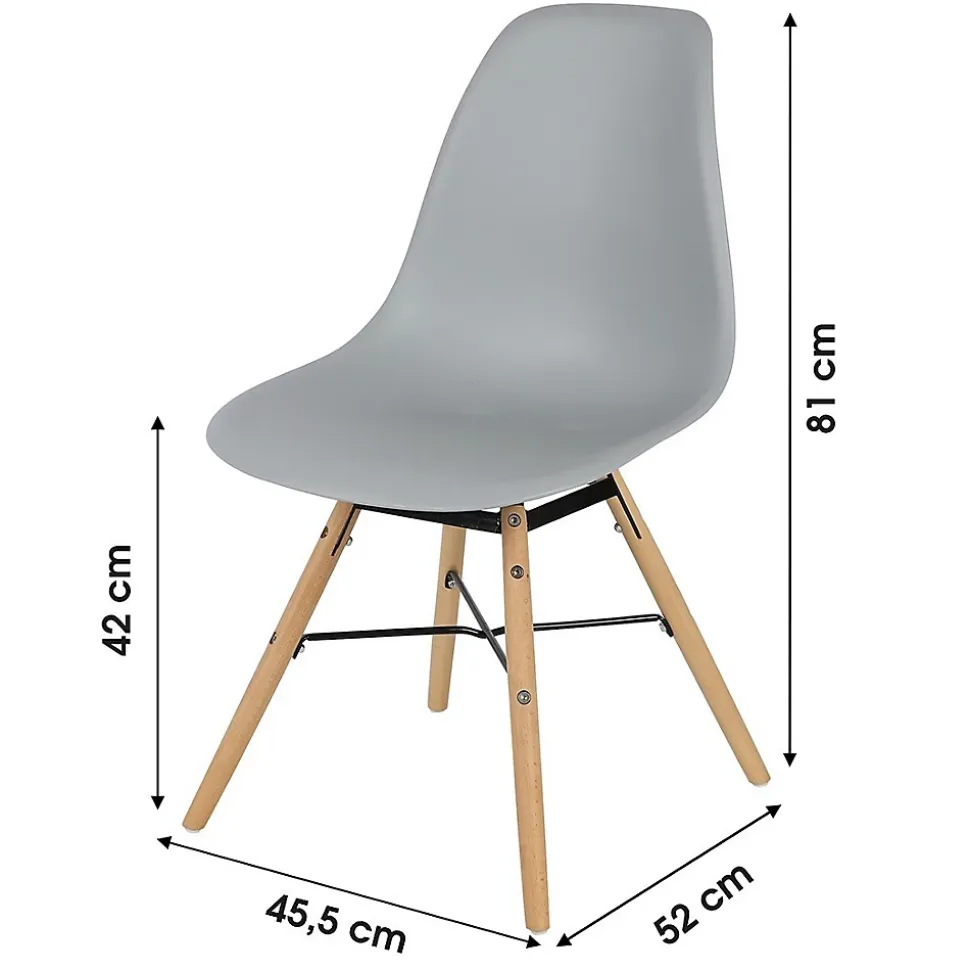 Lot de 4 chaises gris clair avec structure en métal noir et pieds en bois 45,5x52xH42/81 cm Collection JENKINS