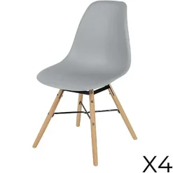 Lot de 4 chaises gris clair avec structure en métal noir et pieds en bois 45,5x52xH42/81 cm Collection JENKINS