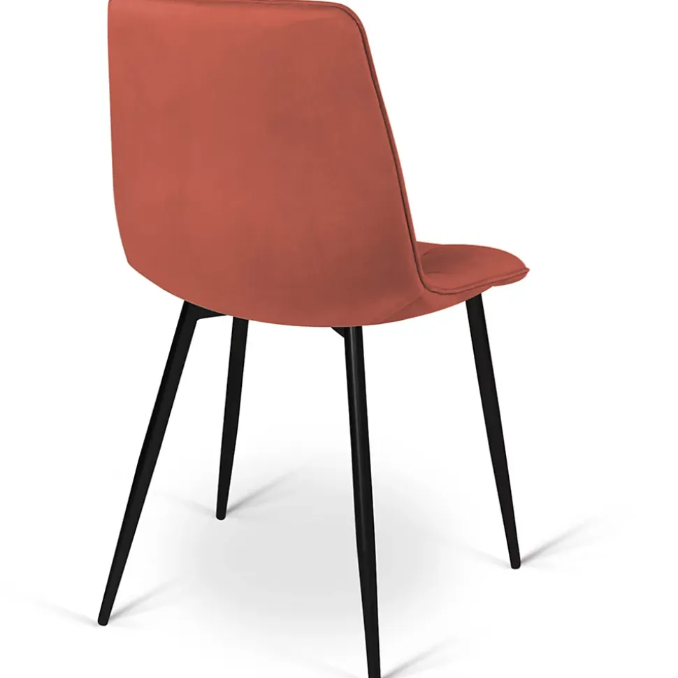 Lot de 6 chaises MILA en velours mix color terracotta x2, gris foncé x2 et beige x2