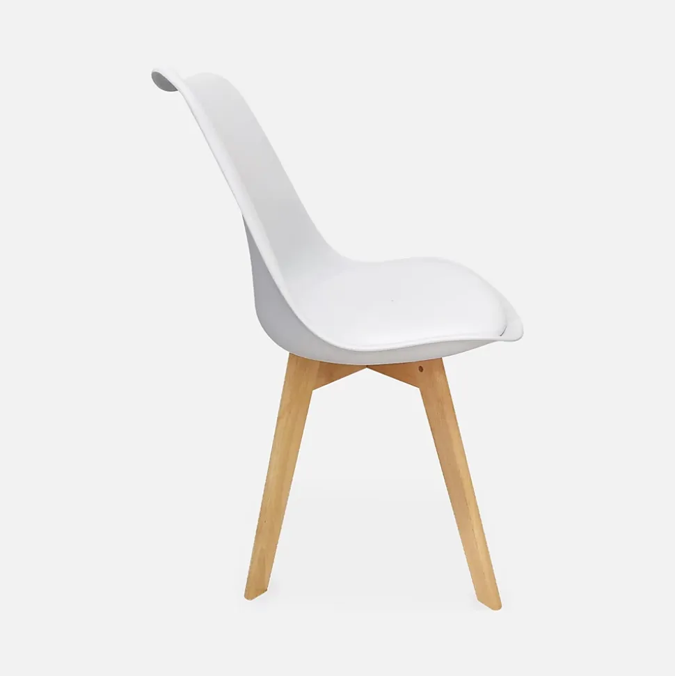 Lot de 4 chaises scandinaves. pieds bois de hêtre. chaises 1 place. blancs