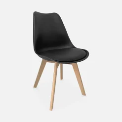 Lot de 4 chaises scandinaves. pieds bois de hêtre. chaise 1 place. noirs