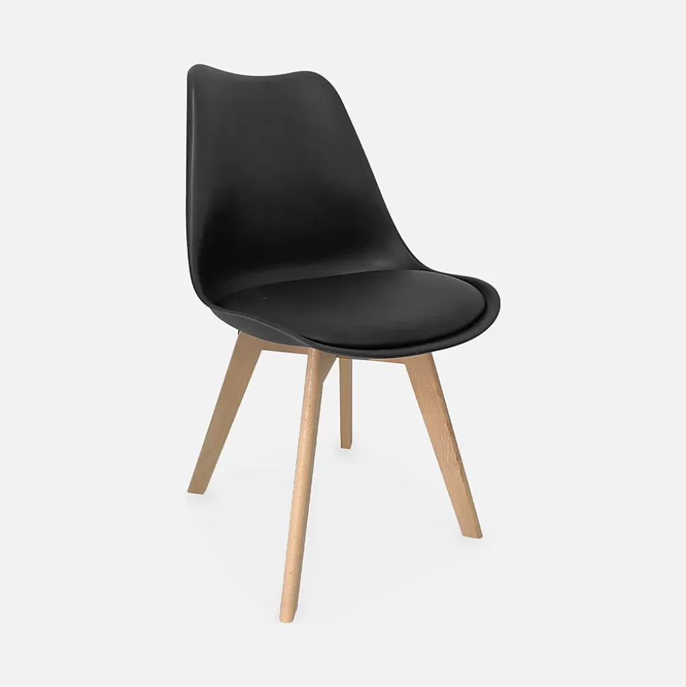 Lot de 4 chaises scandinaves. pieds bois de hêtre. chaise 1 place. noirs