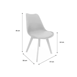 Lot de 6 chaises scandinaves. pieds bois de hêtre. chaises 1 place. blancs