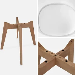 Lot de 6 chaises scandinaves. pieds bois de hêtre. chaises 1 place. blancs