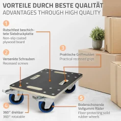 Lot de 2 chariots de transport ECD Germany à roulettes avec 2 à frein 35x50 cm roues pivotantes