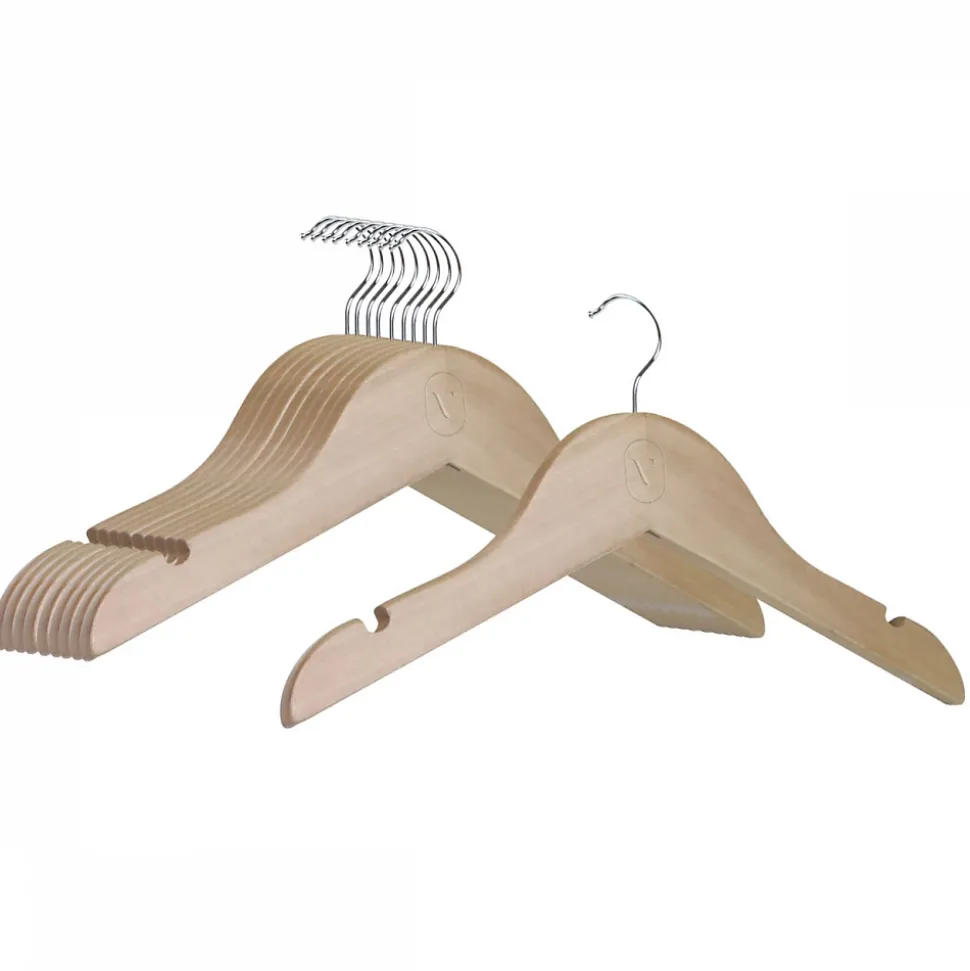 Lot de 20 cintres 28.5 cm pour vêtements bébé avec crochet pivotant à 360 degrés - Bois clair - Vivezen