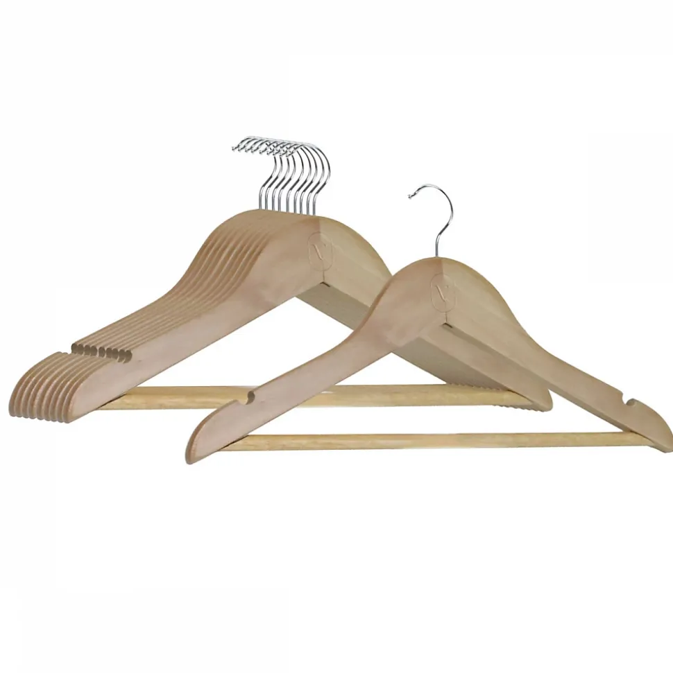 Lot de 10 cintres 32.5 cm pour vêtements enfant avec crochet pivotant à 360 degrés - Bois clair - Vivezen