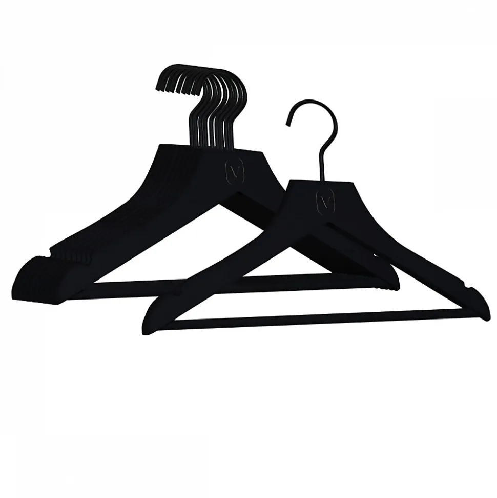 Lot de 10 cintres 32 cm pour vêtements enfant premium avec crochet pivotant à 360 degrés - Noir - Vivezen