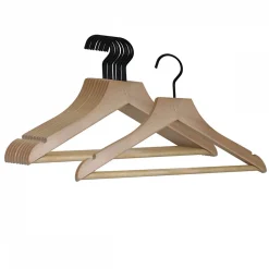 Lot de 40 cintres 32 cm pour vêtements enfant premium avec crochet pivotant à 360 degrés - Bois clair - Vivezen