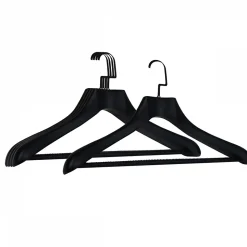 Lot de 4 cintres 44.5 cm pour manteau adulte premium avec crochet pivotant à 360 degrés - Noir - Vivezen