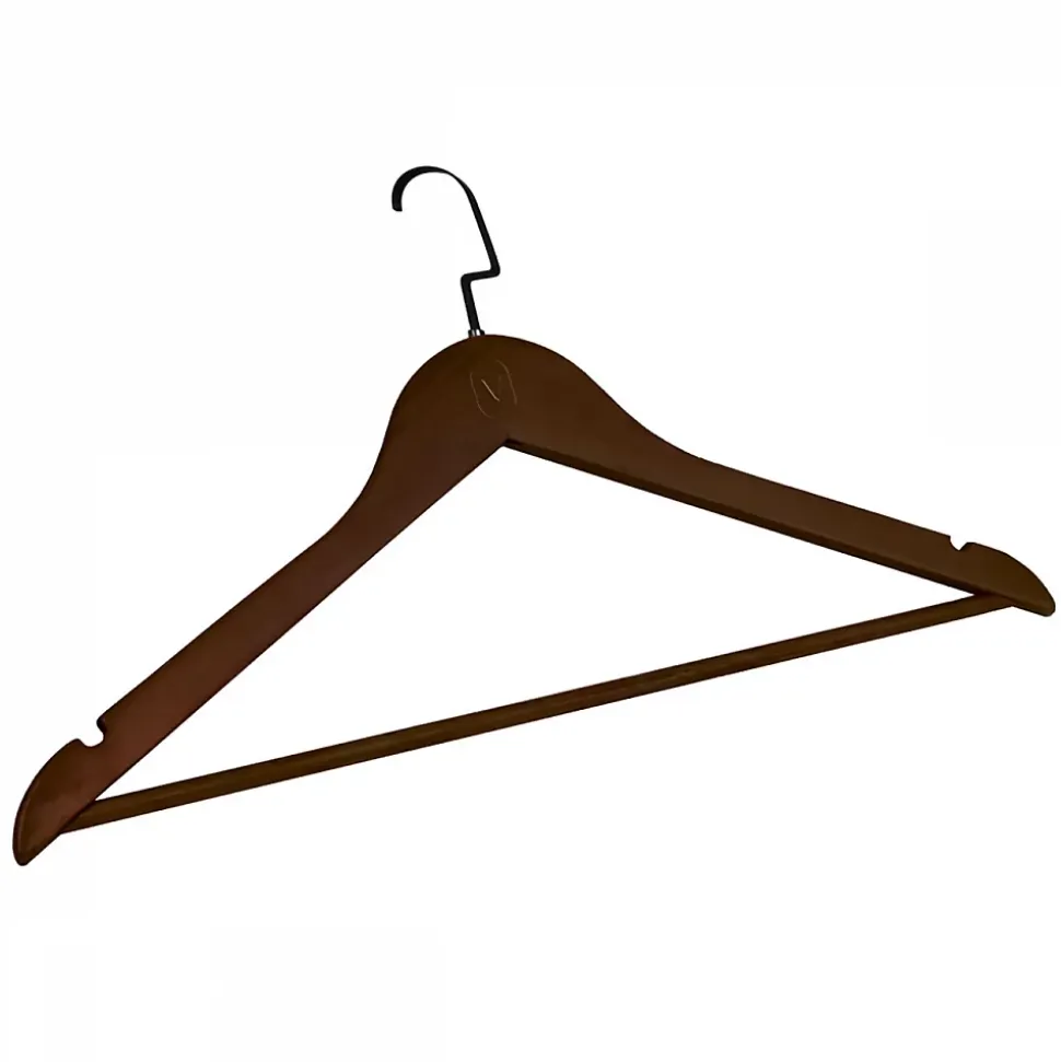 Lot de 10 cintres 44.5 cm pour vêtements adulte premium + avec crochet pivotant à 360 degrés - Bois foncé - Vivezen
