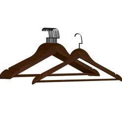 Lot de 10 cintres 44.5 cm pour vêtements adulte premium + avec crochet pivotant à 360 degrés - Bois foncé - Vivezen