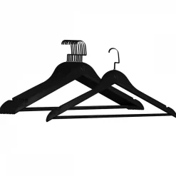 Lot de 20 cintres 44.5 cm pour vêtements adulte premium + avec crochet pivotant à 360 degrés - Noir - Vivezen