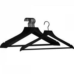 Lot de 10 cintres 44.5 cm pour vêtements adulte premium avec crochet pivotant à 360 degrés - Noir - Vivezen