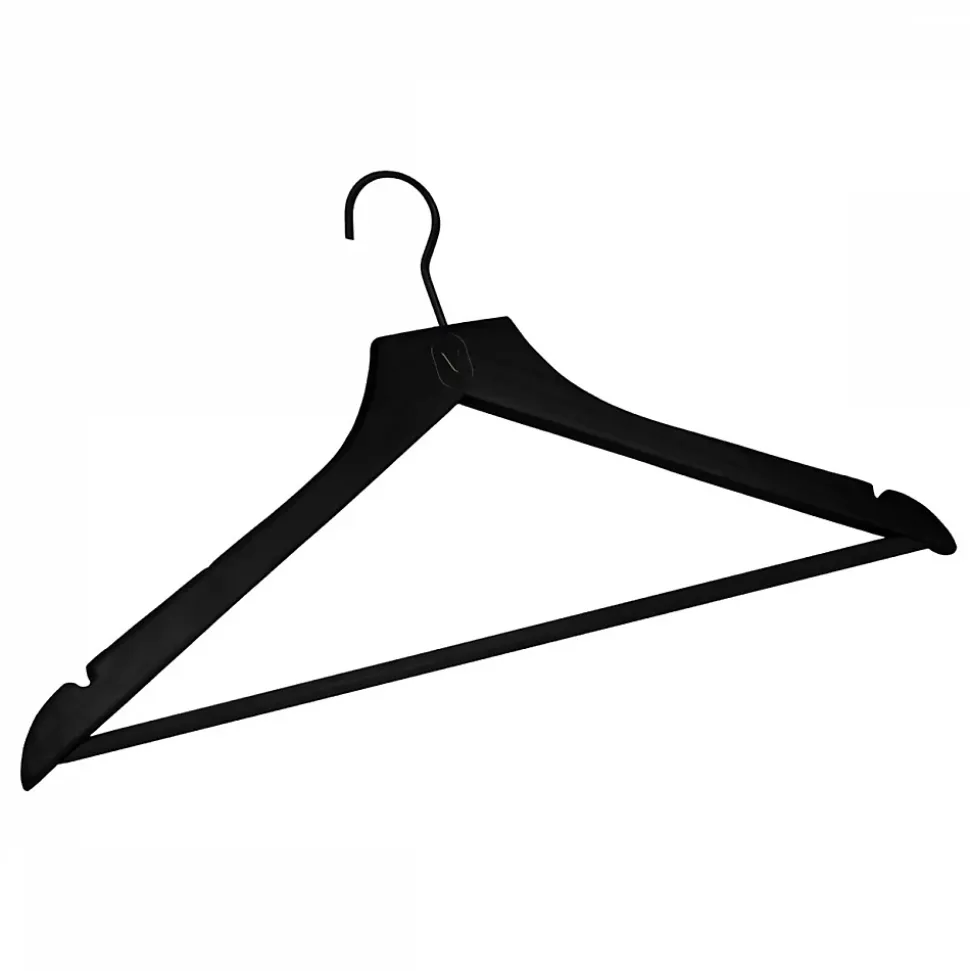 Lot de 10 cintres 44.5 cm pour vêtements adulte premium avec crochet pivotant à 360 degrés - Noir - Vivezen