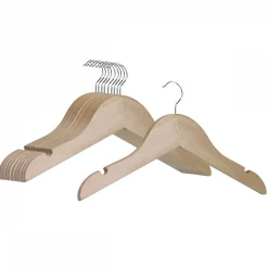 Lot de 10 cintres 28.5 cm pour vêtements bébé avec crochet pivotant à 360 degrés - Bois clair - Vivezen