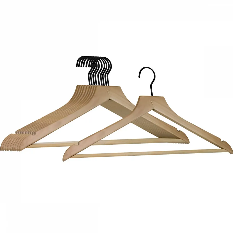 Lot de 40 cintres 44.5 cm pour vêtements adulte premium avec crochet pivotant à 360 degrés - Bois clair - Vivezen