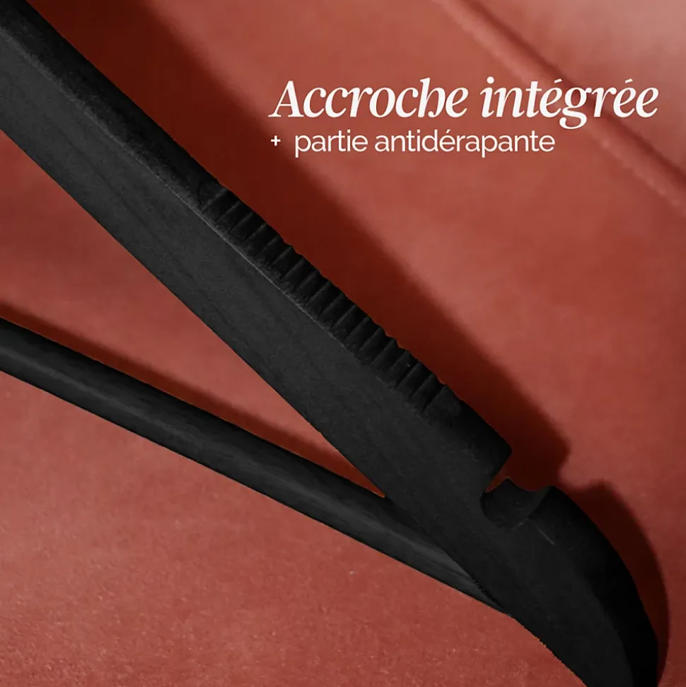 Lot de 10 cintres 44.5 cm pour vêtements adulte premium + avec crochet pivotant à 360 degrés - Noir - Vivezen