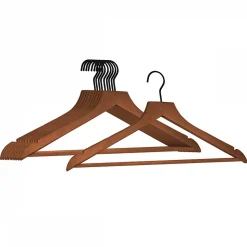 Lot de 10 cintres 44.5 cm pour vêtements adulte premium avec crochet pivotant à 360 degrés - Bois foncé - Vivezen