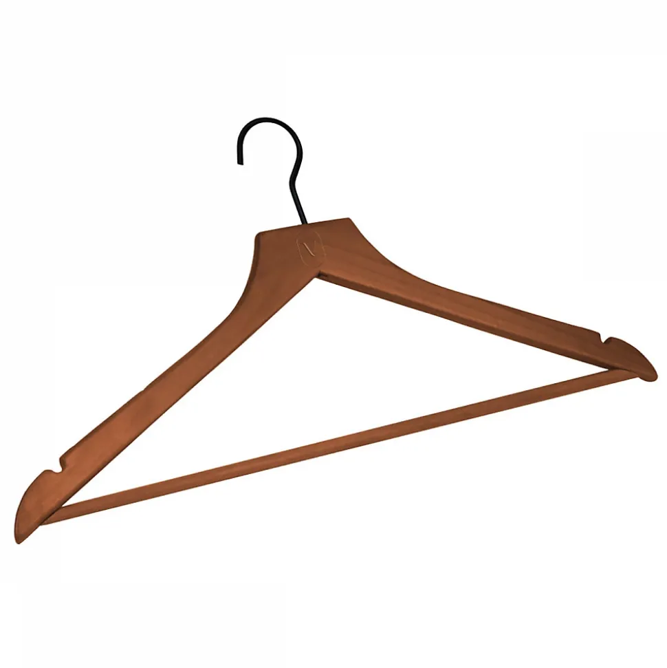 Lot de 10 cintres 44.5 cm pour vêtements adulte premium avec crochet pivotant à 360 degrés - Bois foncé - Vivezen